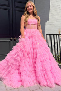 Glitter Prom Dress Strapless Corset Tulle Layered Ruffles Evening Dress Birthday Goown Ms2609136