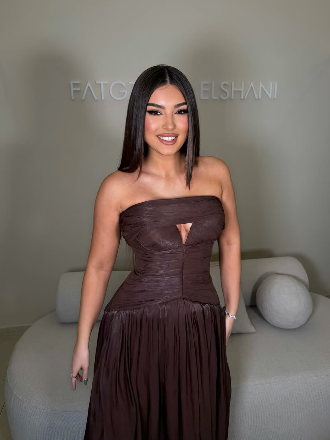 Elegantes grünes Ballkleid mit Rüschen und Rundhalsausschnitt für Damen, formelle Anlässe, Partykleid, Abendkleid