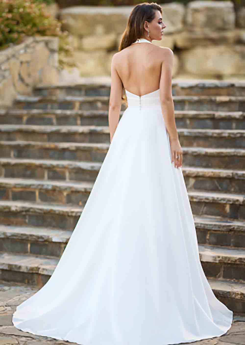 Halter Wedding Dress Simple Backless A Line Brides Bridal Dress Ms2603069