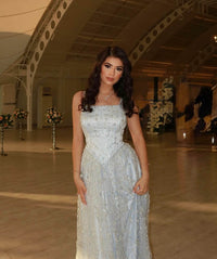 Sparkly Beaded Evening Dress Spaghetti Strap Formal Prom Dress Ms2512196