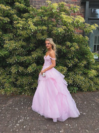 Lace Corset Layered Tulle Prom Dress Off Shoulder Birthday Dress Formal Evening Gowns Ms2607182