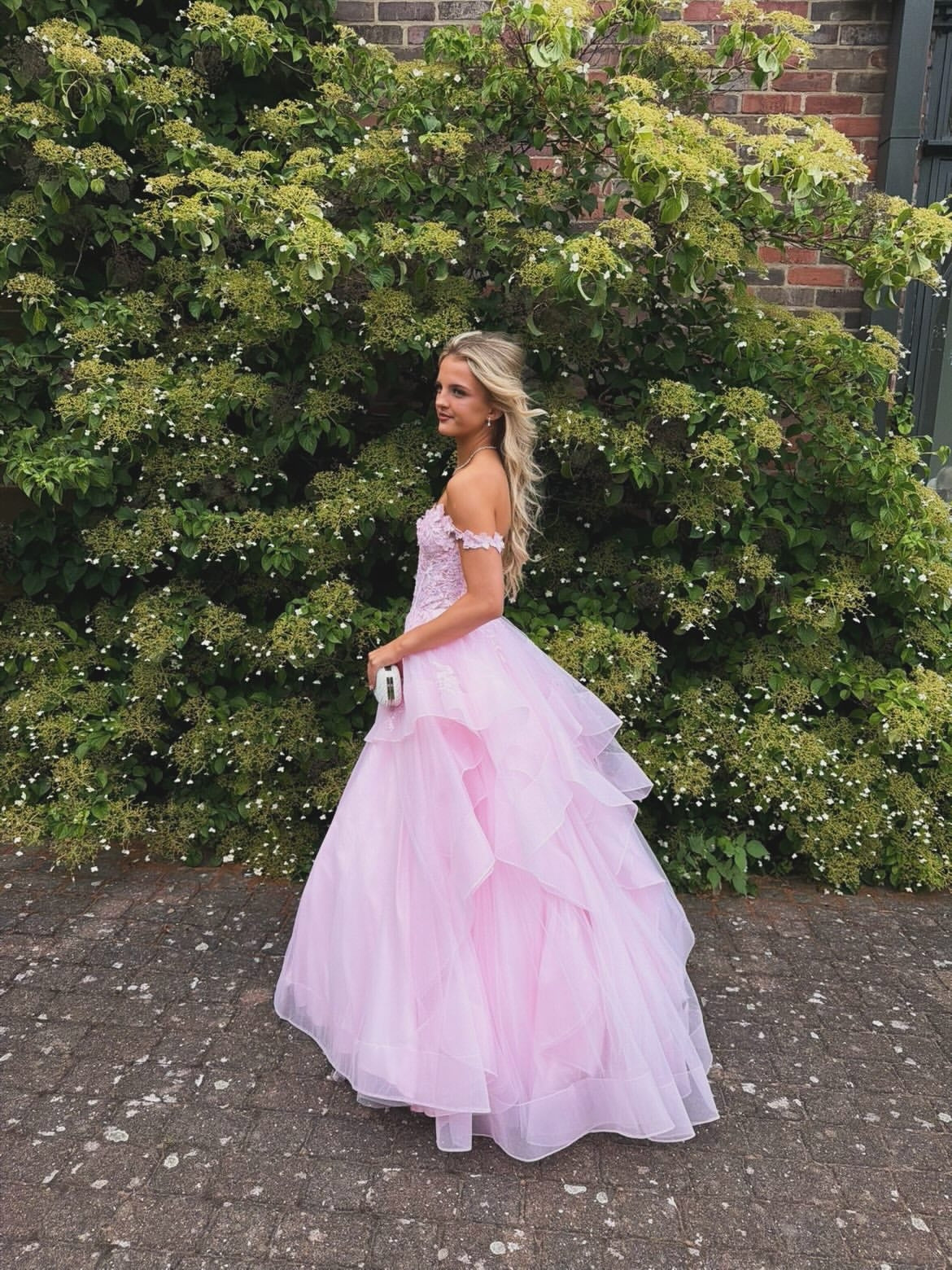 Lace Corset Layered Tulle Prom Dress Off Shoulder Birthday Dress Formal Evening Gowns Ms2607182