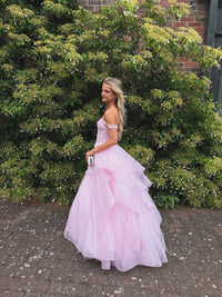 Lace Corset Layered Tulle Prom Dress Off Shoulder Birthday Dress Formal Evening Gowns Ms2607182