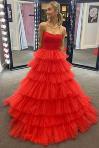 Luxury Prom Dress Strapless Birthday Dress Layered Ruffles Ball Gown Formal Evening Gowns Ms2609135