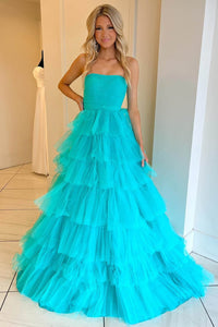 Luxury Prom Dress Strapless Birthday Dress Layered Ruffles Ball Gown Formal Evening Gowns Ms2609135