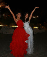 Sparkly Beaded Evening Dress Spaghetti Strap Formal Prom Dress Ms2512196