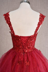 Glitzernde Pailletten-Heimkehrkleider 2024 für Teenager, schulterfrei, kurz, gestuftes Spitzen-Ballkleid, Cocktailpartykleid