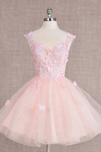 Glitzernde Pailletten-Heimkehrkleider 2024 für Teenager, schulterfrei, kurz, gestuftes Spitzen-Ballkleid, Cocktailpartykleid