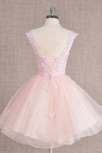 Glitzernde Pailletten-Heimkehrkleider 2024 für Teenager, schulterfrei, kurz, gestuftes Spitzen-Ballkleid, Cocktailpartykleid