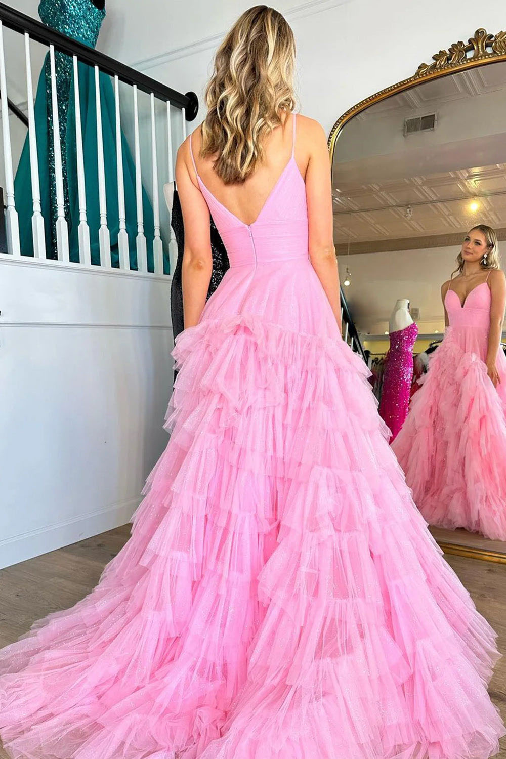 Abito da sera con spacco Ruffle, scollo a cuore, applicazioni in pizzo, corsetto, abito formale per festa di prom Ms2504114