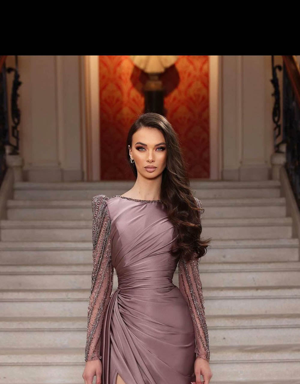 فستان حفلة بأكمام طويلة وكتف واحد مزين بالترتر للنساء، فستان سهرة لامع لامع، فستان كوكتيل