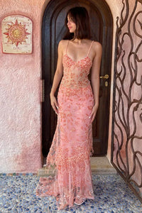 Mermaid Evening Dress Sheer Beads Embroidery Spaghetti Strap Prom Dress Ms2602262