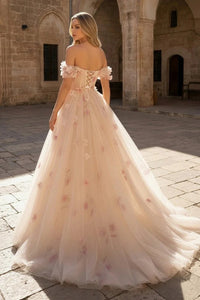 3D Floral Ball Gown Prom Dress Off Shoulder Tulle Lace Princess Formal Gown Ms2602261