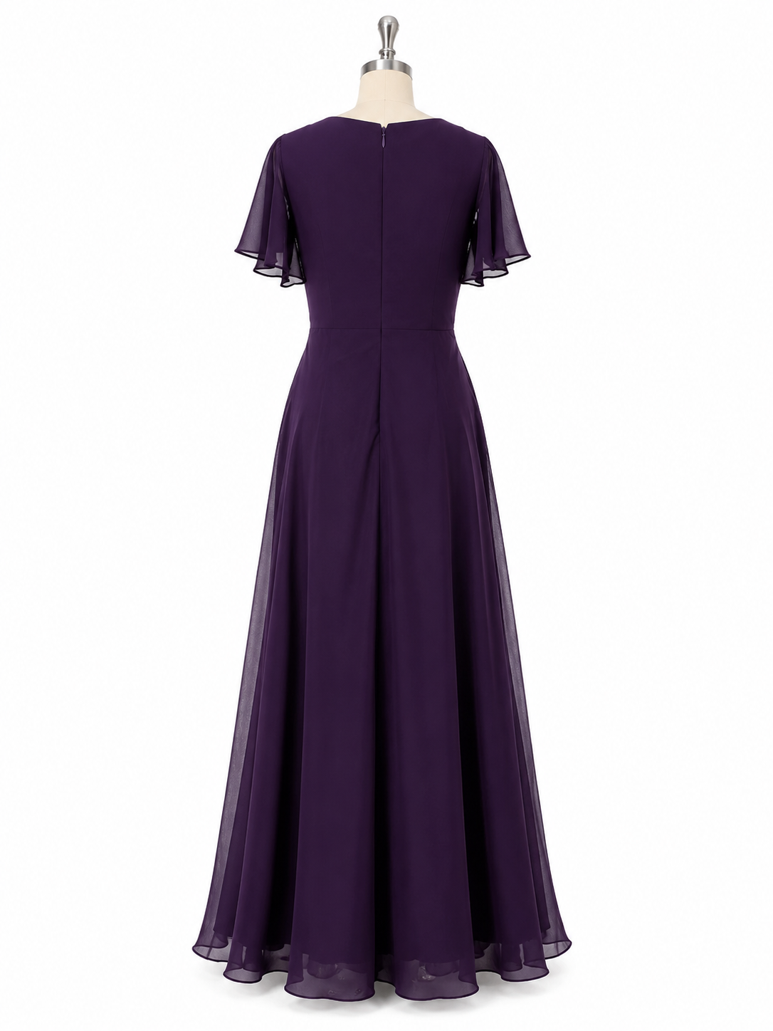 Chiffon Mother's Dress Flutter Sleeves Lace Beaded Waist Formal Dress For Wedding Party