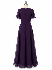 Chiffon Mother's Dress Flutter Sleeves Lace Beaded Waist Formal Dress For Wedding Party