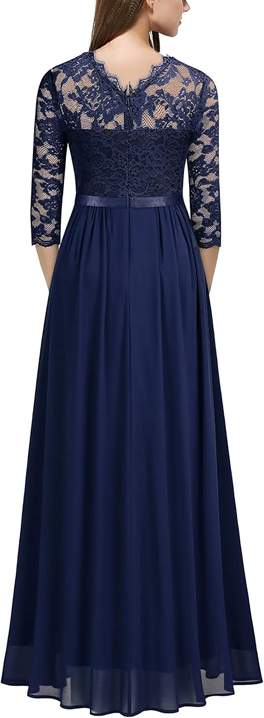 Women's Elegant Floral Lace 3/4 Sleeve Bridesmaid Dress Formal Maxi Ev Msikoods Official Store Women's Elegant Floral Lace 3/4 Sleeve Bridesmaid Dress Formal Maxi Ev Msikoods Official Store