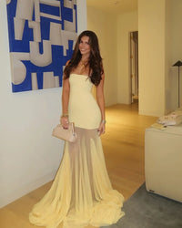 Strapless Mermaid Prom Dress Illusion Evening Dress Party Dress With Sweep Train Ms2606092