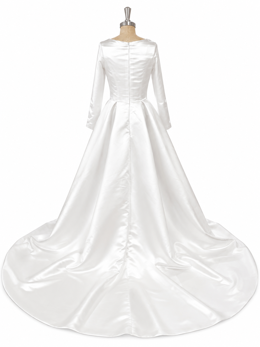 Vestido de novia vintage de satén con mangas largas modestas, princesa musulmana, línea A, vestido de novia