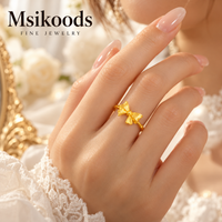 2027 Elegant Gold Bow Ring for Women Adjustable Butterfly Knot Design Dainty Fashion Jewelry Gift