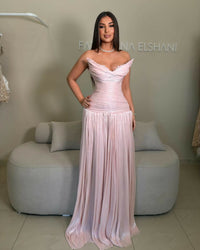 Pink Strapless Prom Dress Lace Applique Formal Evening Gown Pleated Gala Dress Ms2605303