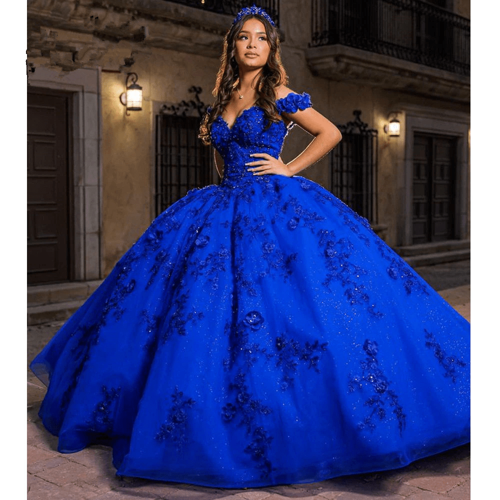 Damen Quinceanera-Kleid mit Herzausschnitt, Ballkleid, Spaghettiträger, Spitzenapplikationen, Sweet 16-Kleider für Teenager