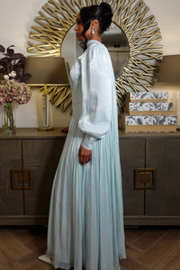 Elegantes grünes Ballkleid mit Rüschen und Rundhalsausschnitt für Damen, formelle Anlässe, Partykleid, Abendkleid