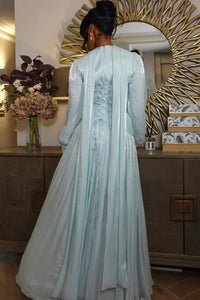 Elegantes grünes Ballkleid mit Rüschen und Rundhalsausschnitt für Damen, formelle Anlässe, Partykleid, Abendkleid