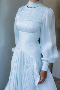 Elegantes grünes Ballkleid mit Rüschen und Rundhalsausschnitt für Damen, formelle Anlässe, Partykleid, Abendkleid