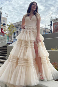 Abito da sera con spacco Ruffle, scollo a cuore, applicazioni in pizzo, corsetto, abito formale per festa di prom Ms2504114