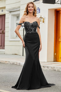 Off Shoulder Mermaid Prom Dress Ruched Long Evening Dress Ms2511213