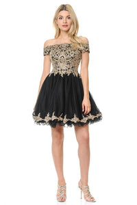Off Shoulder Homecoming Dress Lace Appliques Beaded Short A Line Tulle Cocktail Dress Ms2610102