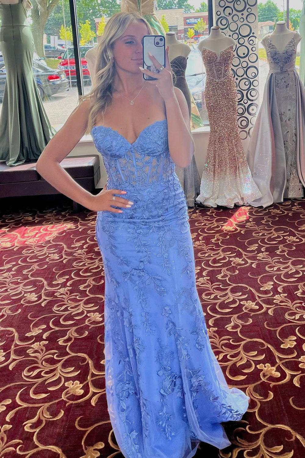 Mermaid Prom Dress Sweetheart Long Evening Dress with Appliques Ms250913