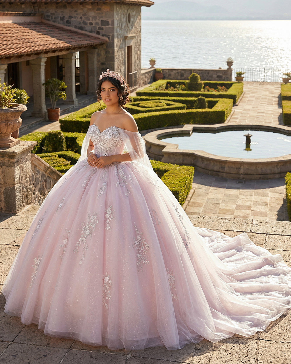 Vestidos de Quinceañera para Mujer con Escote Corazón, Vestido de Bola, Tirantes de Espagueti, Aplicación de Encaje, Vestidos Dulces 16 para Adolescentes