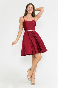 Satin Homecoming Dres Spaghetti Straps A Line Short Cocktail Dress with Pockets Ms10235