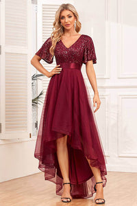 Einschultriges Pailletten-Ballkleid mit Schlitz Glitzer Langes Meerjungfrauen-Abendkleid Partykleid