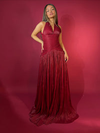Vestido de Baile Verde com Folhos para Senhora Elegante, Decote O, Vestido Formal para Ocasiões, Vestido de Festa, Vestido de Noite