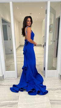 فستان حفلة بأكمام طويلة وكتف واحد مزين بالترتر للنساء، فستان سهرة لامع لامع، فستان كوكتيل