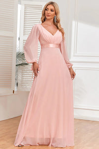 Long Sleeve V-Neck Prom Dress Mother Dress for Wedding Party Ms2510115