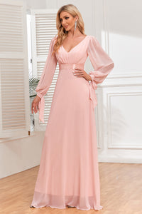 Long Sleeve V-Neck Prom Dress Mother Dress for Wedding Party Ms2510115