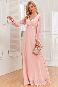 Long Sleeve V-Neck Prom Dress Mother Dress for Wedding Party Ms2510115