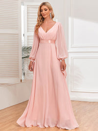 Long Sleeve V-Neck Prom Dress Mother Dress for Wedding Party Ms2510115