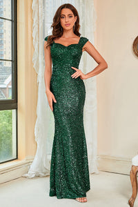 Green Sequin Evening Dress Mermaid Prom Party Dress for Women Ms2508253