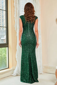 Green Sequin Evening Dress Mermaid Prom Party Dress for Women Ms2508253