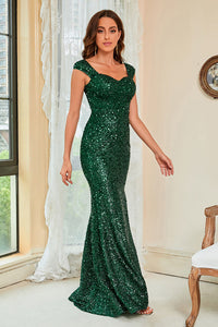 Green Sequin Evening Dress Mermaid Prom Party Dress for Women Ms2508253