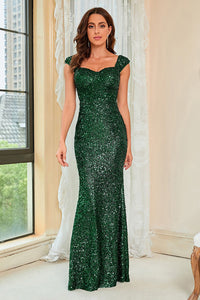 Green Sequin Mermaid Prom Dres Glitter Evening Party Dress Ms2509192