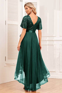 Einschultriges Pailletten-Ballkleid mit Schlitz Glitzer Langes Meerjungfrauen-Abendkleid Partykleid