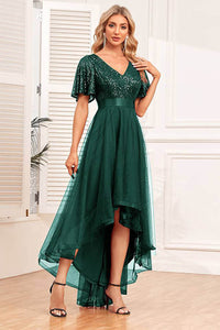 Einschultriges Pailletten-Ballkleid mit Schlitz Glitzer Langes Meerjungfrauen-Abendkleid Partykleid