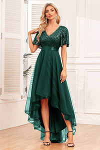 Einschultriges Pailletten-Ballkleid mit Schlitz Glitzer Langes Meerjungfrauen-Abendkleid Partykleid