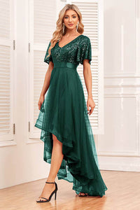 Einschultriges Pailletten-Ballkleid mit Schlitz Glitzer Langes Meerjungfrauen-Abendkleid Partykleid