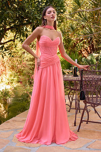 Red Pleated Chiffon Evening Dress Sweetheart A Line Wedding Party Dress Ms2512053